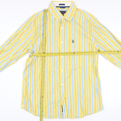 U.S. Polo Assn. Men's Yellow Striped Cotton Button-Up Shirt XL