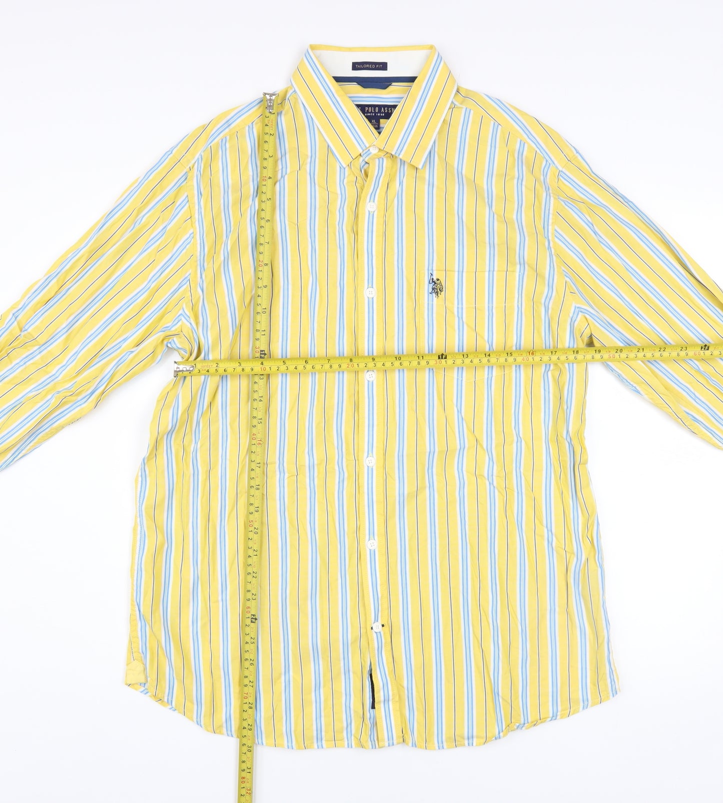 U.S. Polo Assn. Men's Yellow Striped Cotton Button-Up Shirt XL