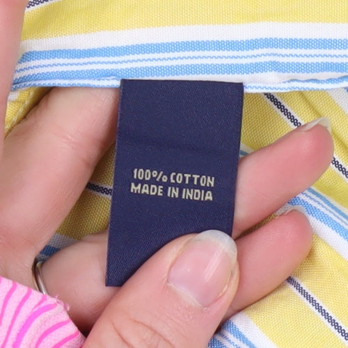 U.S. Polo Assn. Men's Yellow Striped Cotton Button-Up Shirt XL