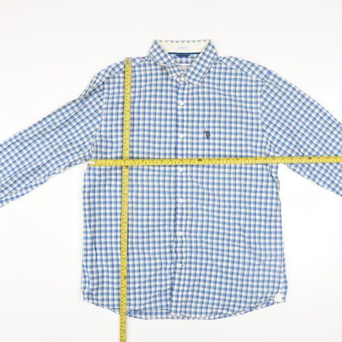 U.S. Polo Assn. Men's Blue Check Tailored Fit Cotton Long Sleeve Shirt XL