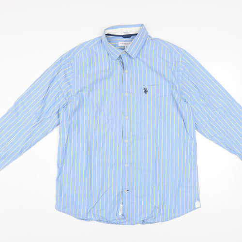 U.S. Polo Assn. Men’s Blue Striped Cotton Button-Up Shirt XL Tailored Fit