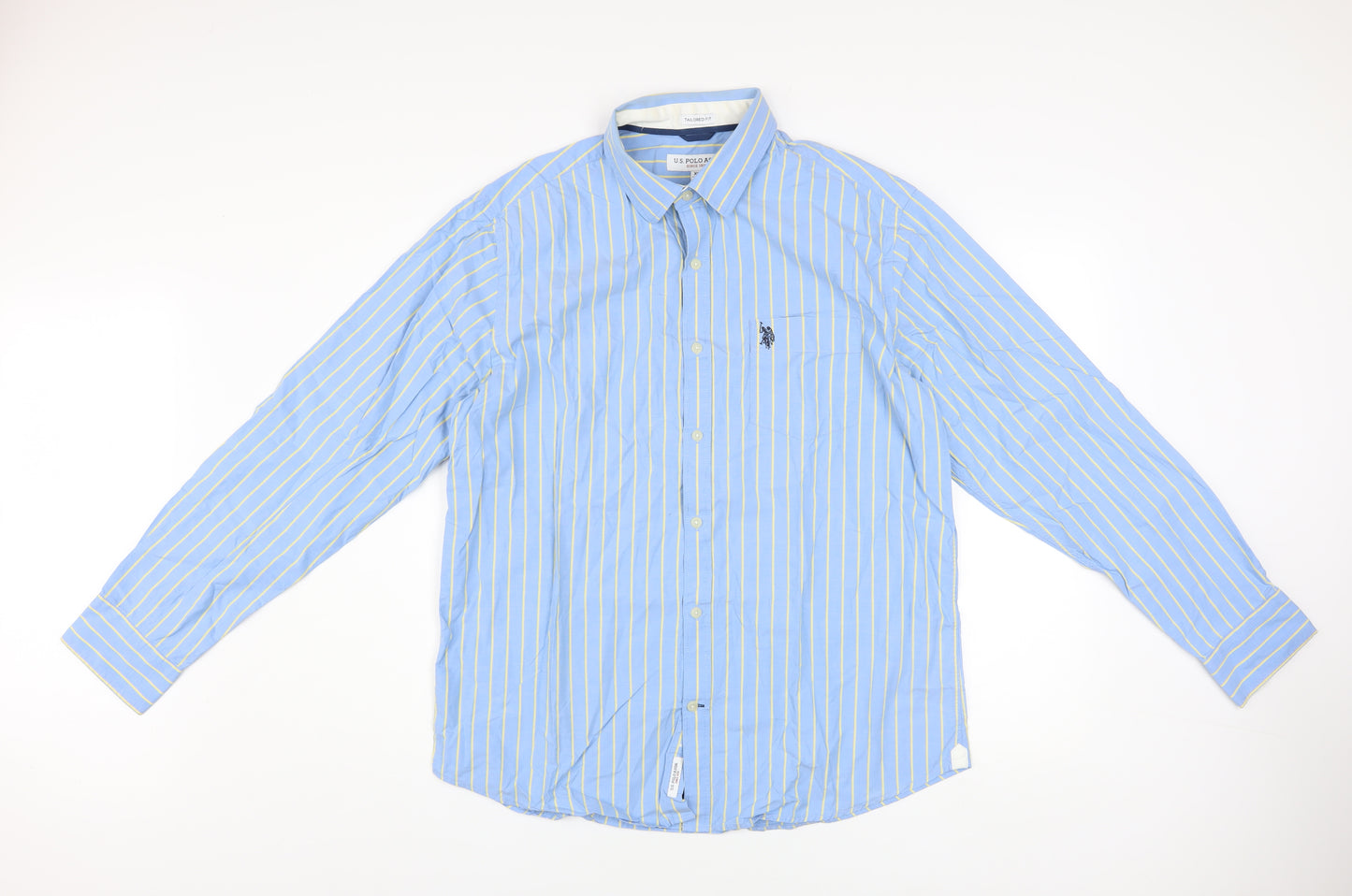 U.S. Polo Assn. Men’s Blue Striped Cotton Button-Up Shirt XL Tailored Fit