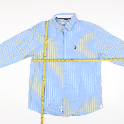U.S. Polo Assn. Men’s Blue Striped Cotton Button-Up Shirt XL Tailored Fit
