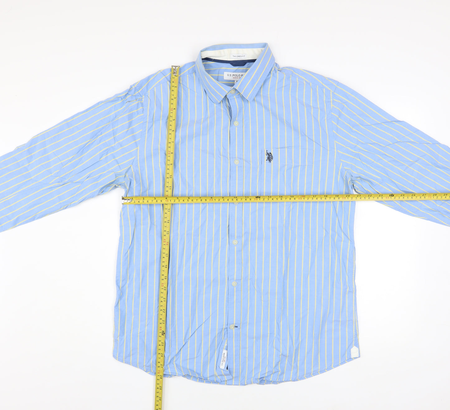 U.S. Polo Assn. Men’s Blue Striped Cotton Button-Up Shirt XL Tailored Fit