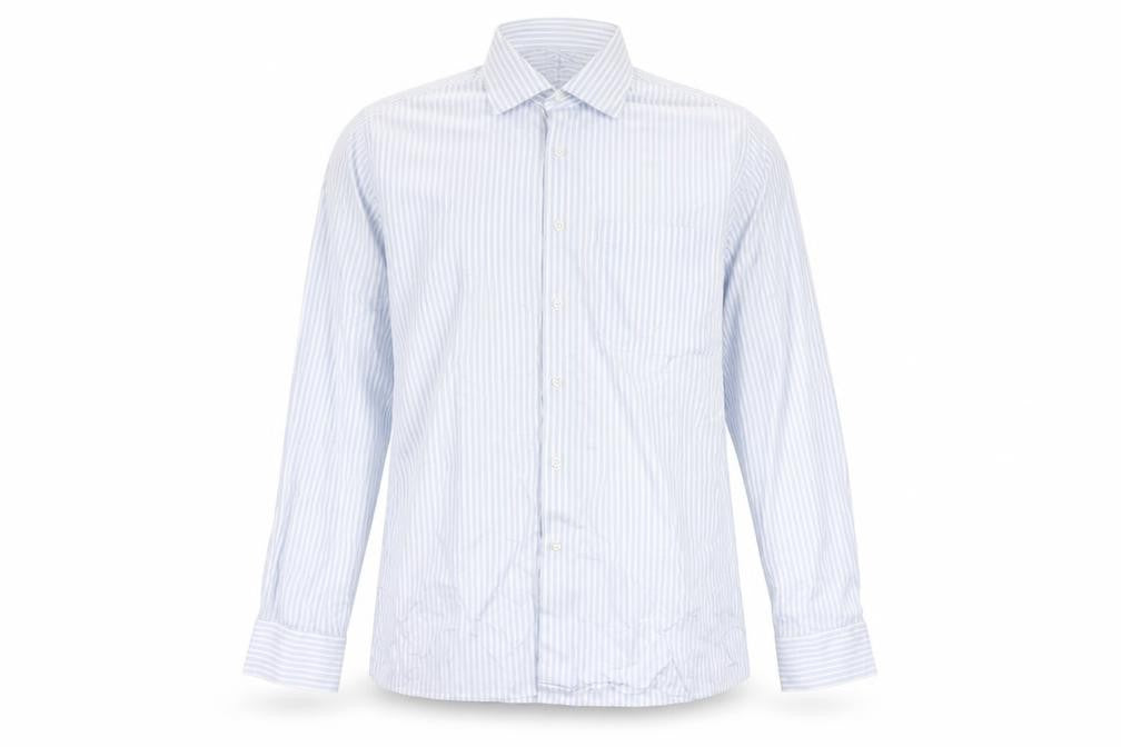 Louis Philippe Men's Blue Striped Classic Fit Cotton Shirt Size 42
