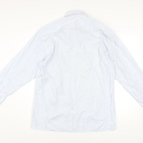 Louis Philippe Men's Blue Striped Classic Fit Cotton Shirt Size 42