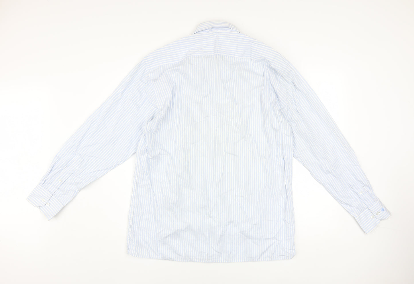 Louis Philippe Men's Blue Striped Classic Fit Cotton Shirt Size 42