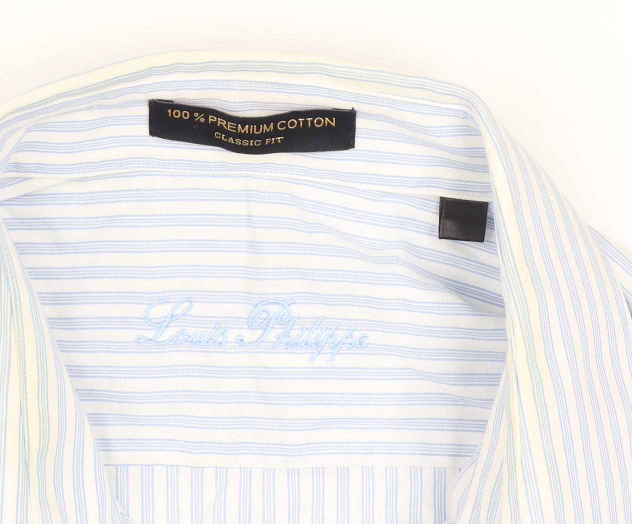 Louis Philippe Men's Blue Striped Classic Fit Cotton Shirt Size 42