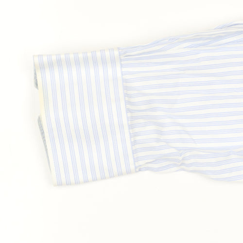 Louis Philippe Men's Blue Striped Classic Fit Cotton Shirt Size 42