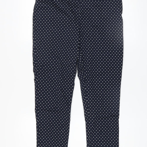Savida Women’s Blue Polka Dot Slim Leg Stretch Cotton Trousers Size 12