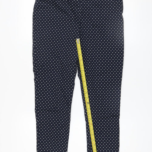 Savida Women’s Blue Polka Dot Slim Leg Stretch Cotton Trousers Size 12