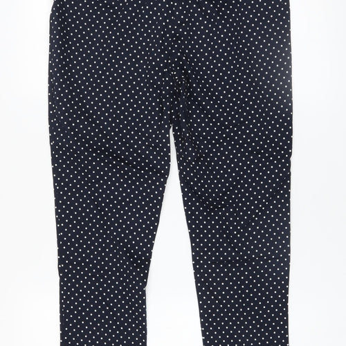 Savida Women’s Blue Polka Dot Slim Leg Stretch Cotton Trousers Size 12