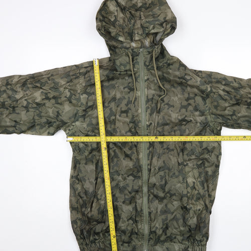 Cotton Traders Men’s Green Camouflage Hooded Windbreaker Jacket Size S