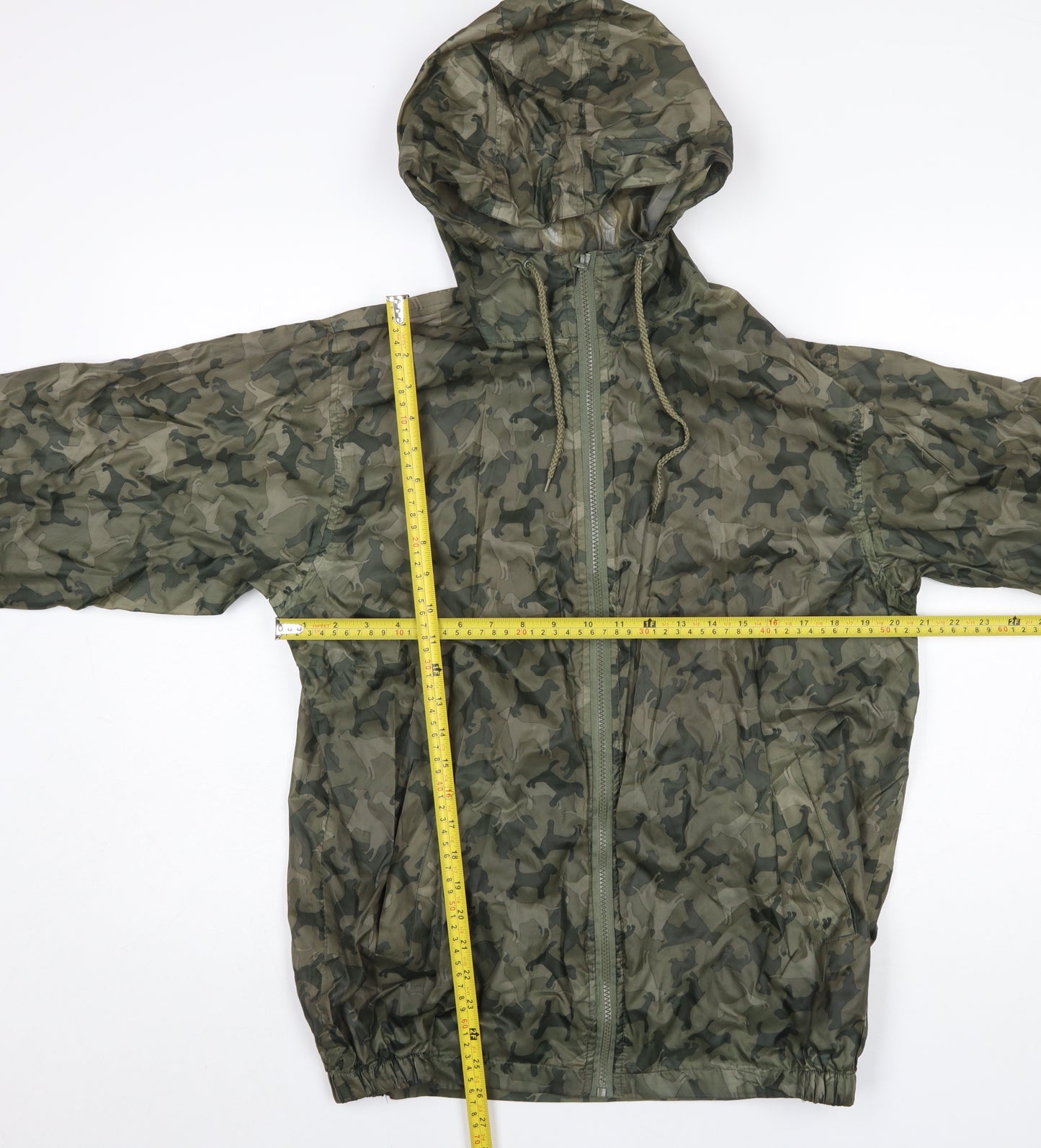 Cotton Traders Men’s Green Camouflage Hooded Windbreaker Jacket Size S