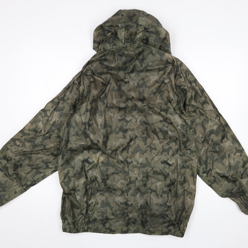 Cotton Traders Men’s Green Camouflage Hooded Windbreaker Jacket Size S