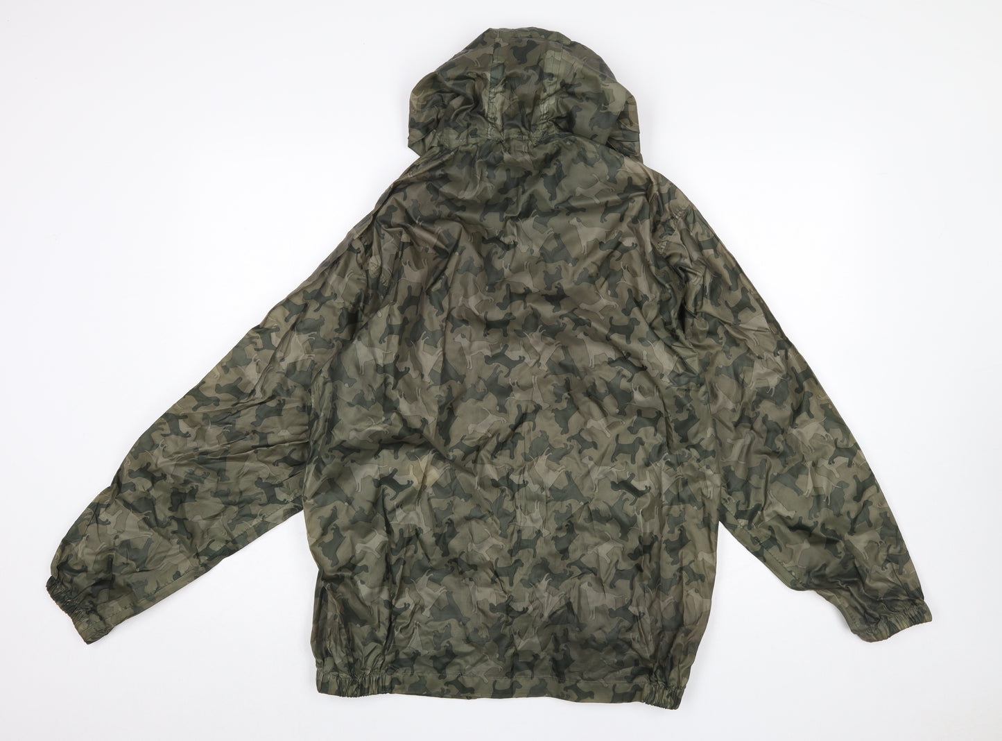 Cotton Traders Men’s Green Camouflage Hooded Windbreaker Jacket Size S