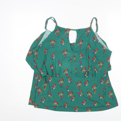 Monsoon Women's Green Parrot Print Ruffle Camisole Top Size 18