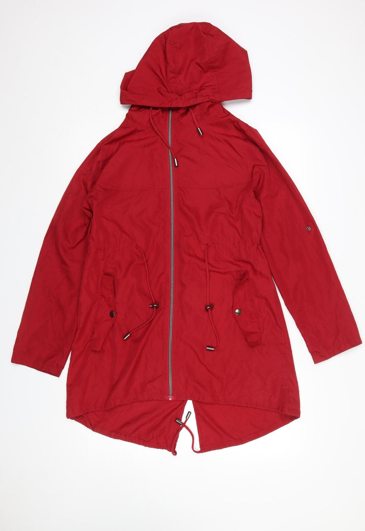 Atmosphere Women's Red Parka Jacket Hooded Lightweight S