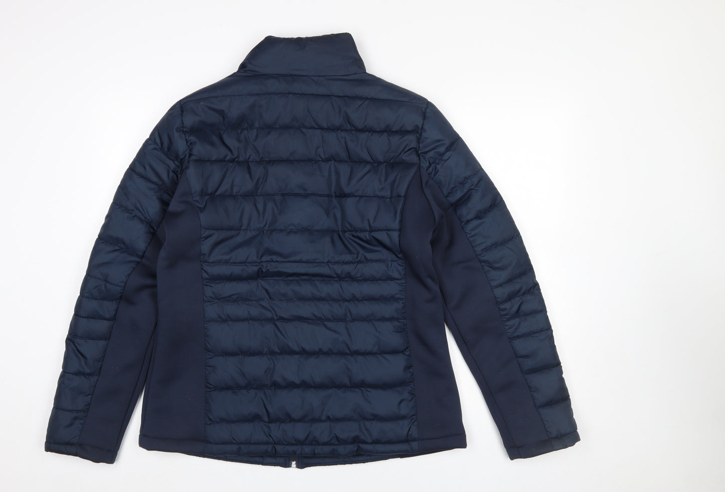 Janina Womens Blue Puffer Jacket Size 12 Quilted Mid-Length Zip Coat