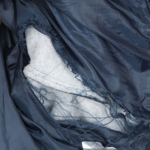 Janina Womens Blue Puffer Jacket Size 12 Quilted Mid-Length Zip Coat