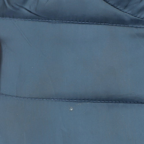 Janina Womens Blue Puffer Jacket Size 12 Quilted Mid-Length Zip Coat