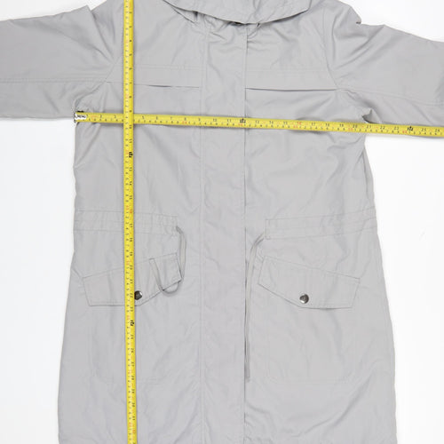 TU Women’s Grey Hooded Drawstring Long Parka Coat Size 14