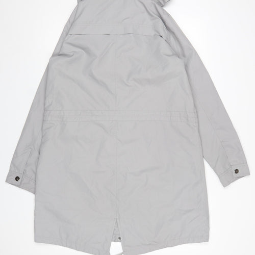 TU Women’s Grey Hooded Drawstring Long Parka Coat Size 14