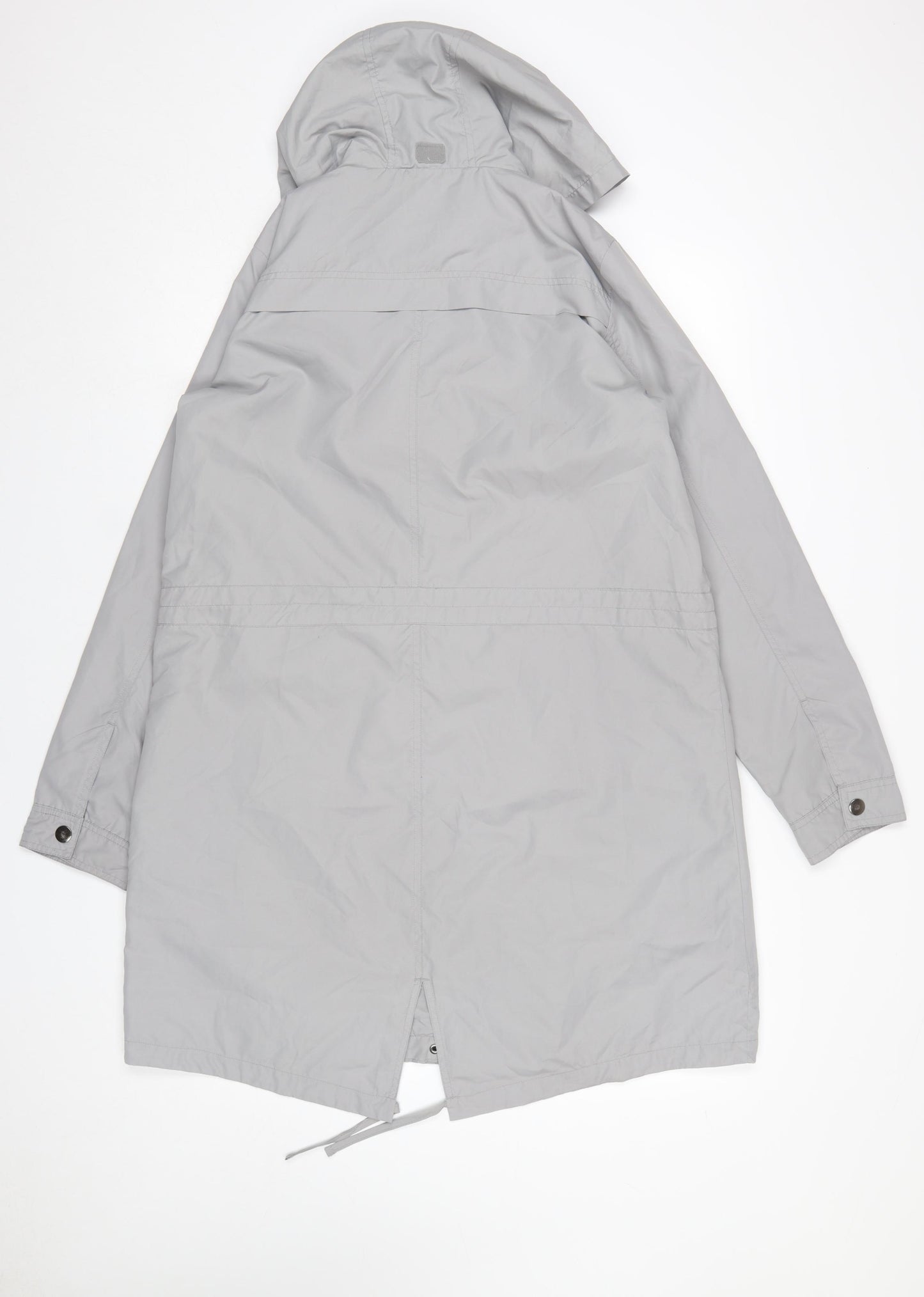 TU Women’s Grey Hooded Drawstring Long Parka Coat Size 14