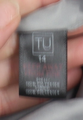 TU Women’s Grey Hooded Drawstring Long Parka Coat Size 14