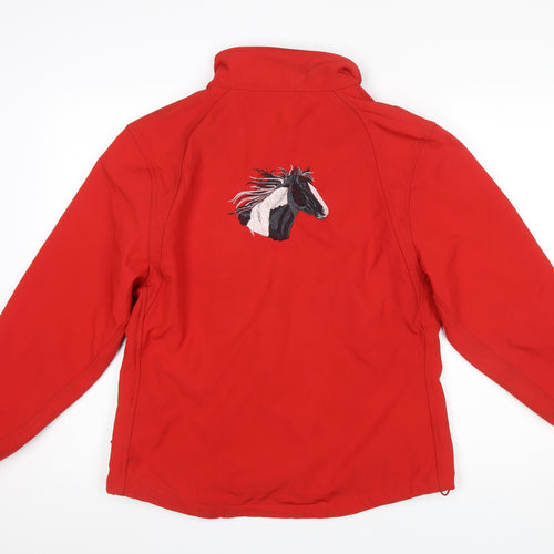 27 86 Women's Red Softshell Embroidered Horse Jacket XL
