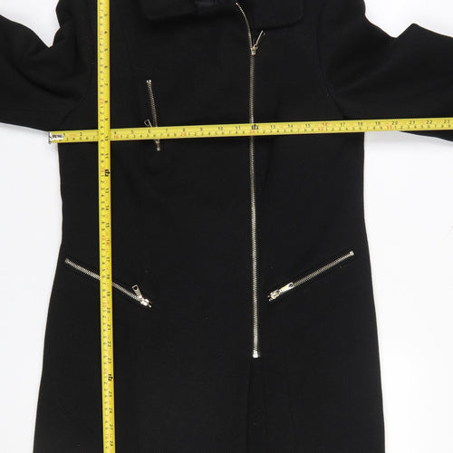F&F Women Black Zip Up Mid-Length Coat Size 10