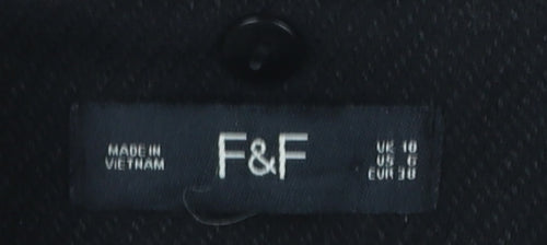 F&F Women Black Zip Up Mid-Length Coat Size 10