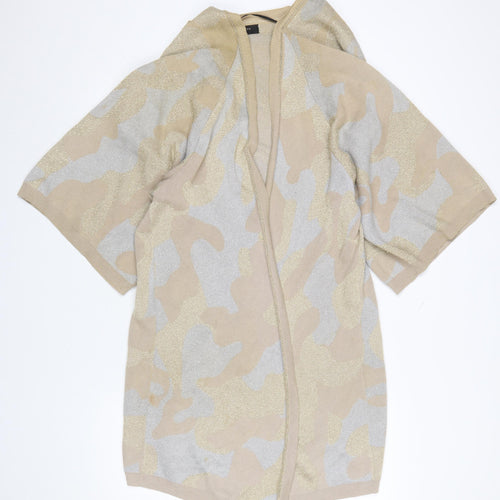 Selected Femme Womens Beige Camouflage Knit Cardigan M Relaxed Fit