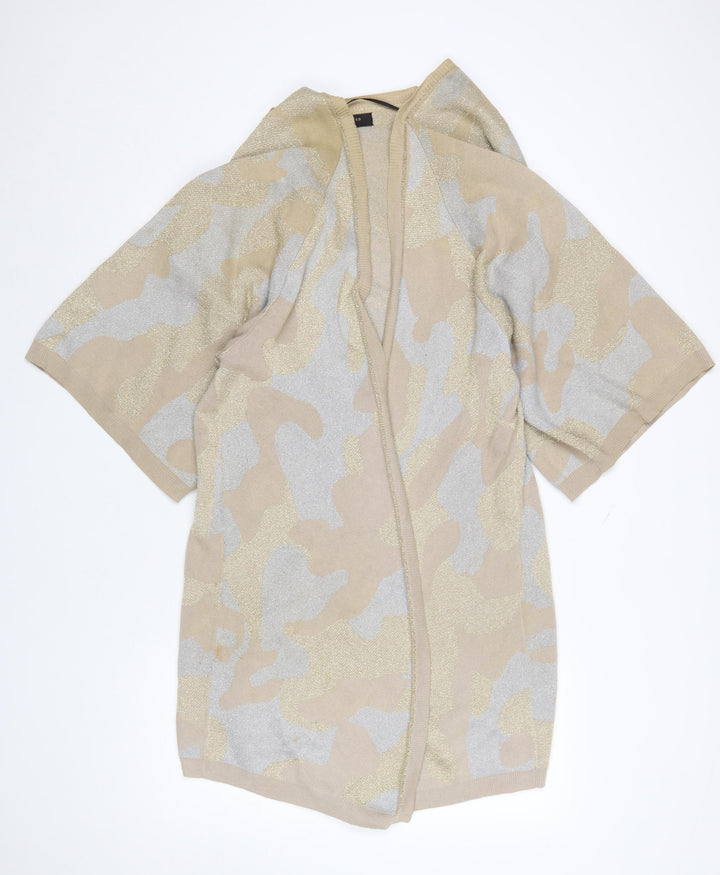 Selected Femme Womens Beige Camouflage Knit Cardigan M Relaxed Fit
