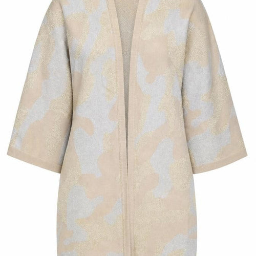Selected Femme Womens Beige Camouflage Knit Cardigan M Relaxed Fit