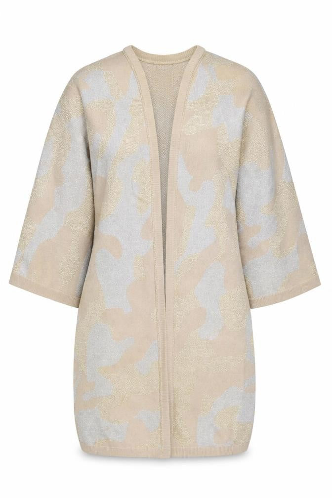 Selected Femme Womens Beige Camouflage Knit Cardigan M Relaxed Fit