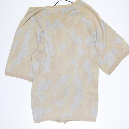 Selected Femme Womens Beige Camouflage Knit Cardigan M Relaxed Fit