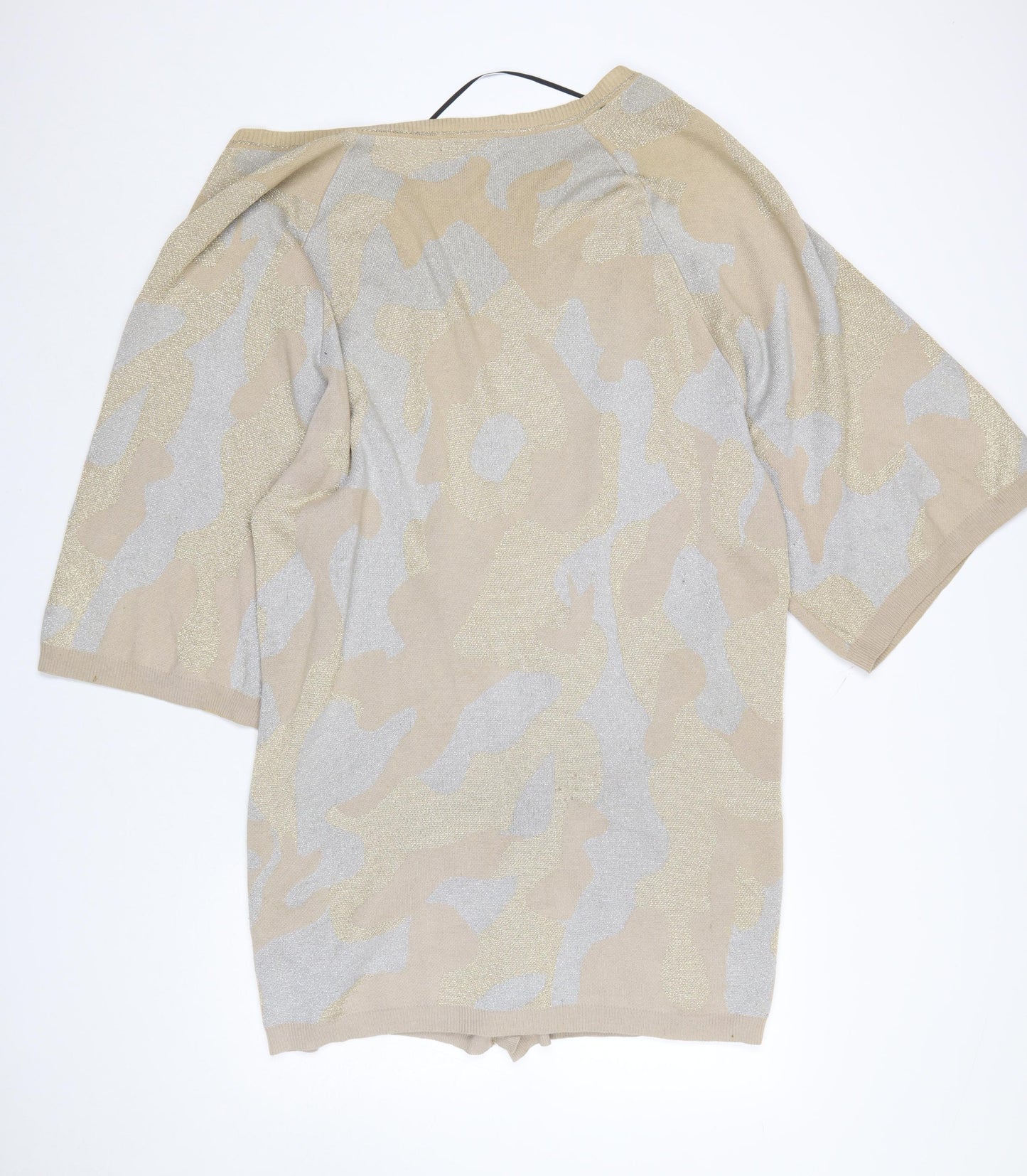 Selected Femme Womens Beige Camouflage Knit Cardigan M Relaxed Fit