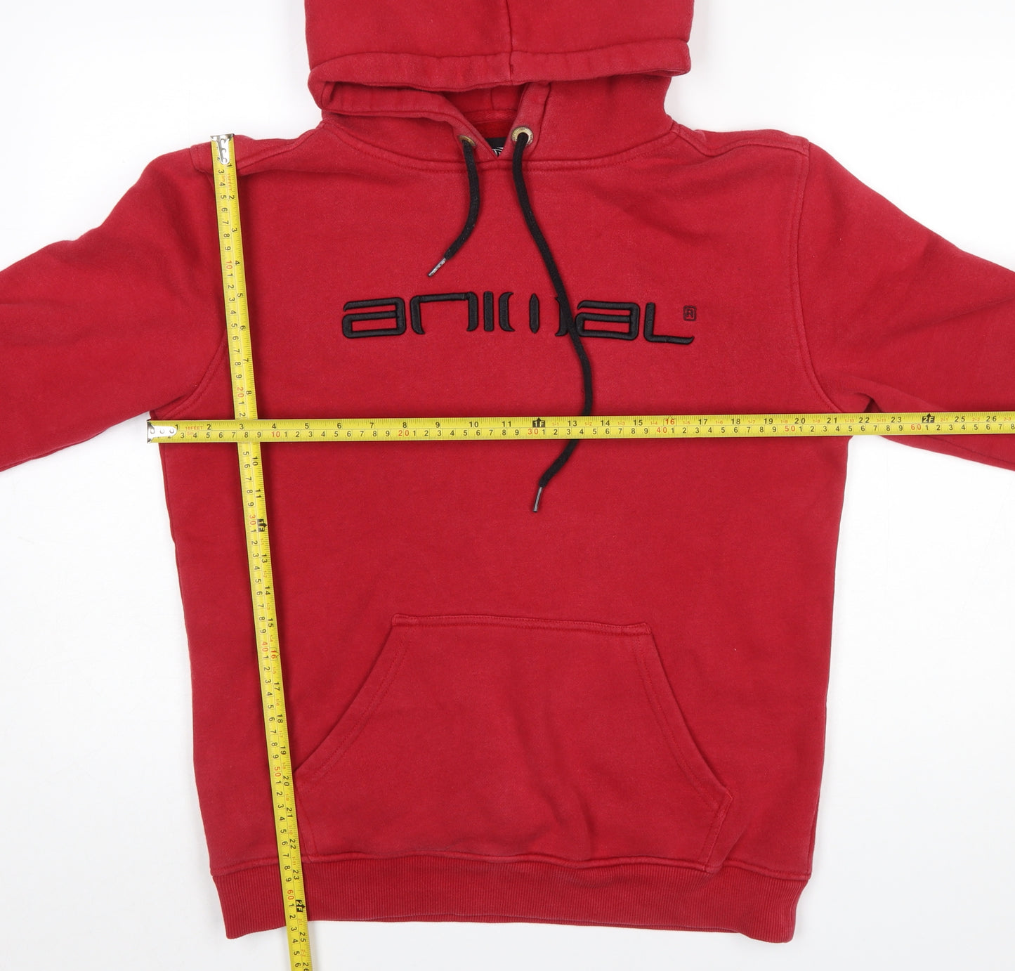 Animal Men's Red Pullover Hoodie Small Fleece Cotton Blend