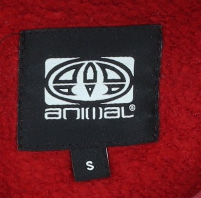 Animal Men's Red Pullover Hoodie Small Fleece Cotton Blend