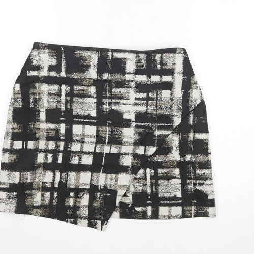 Oliver Bonas Women Black Check Wool Blend Pencil Skirt Size 14