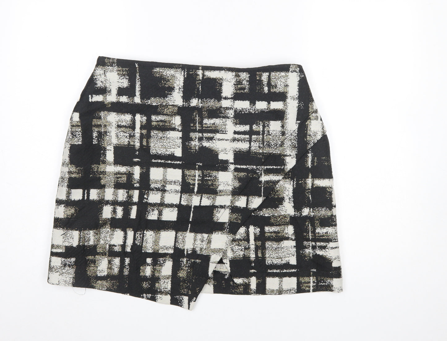 Oliver Bonas Women Black Check Wool Blend Pencil Skirt Size 14