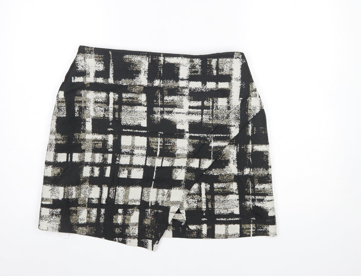 Oliver Bonas Women Black Check Wool Blend Pencil Skirt Size 14