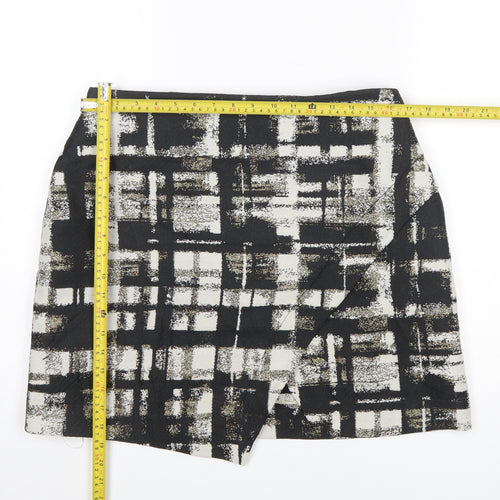 Oliver Bonas Women Black Check Wool Blend Pencil Skirt Size 14