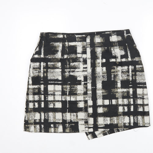 Oliver Bonas Women Black Check Wool Blend Pencil Skirt Size 14