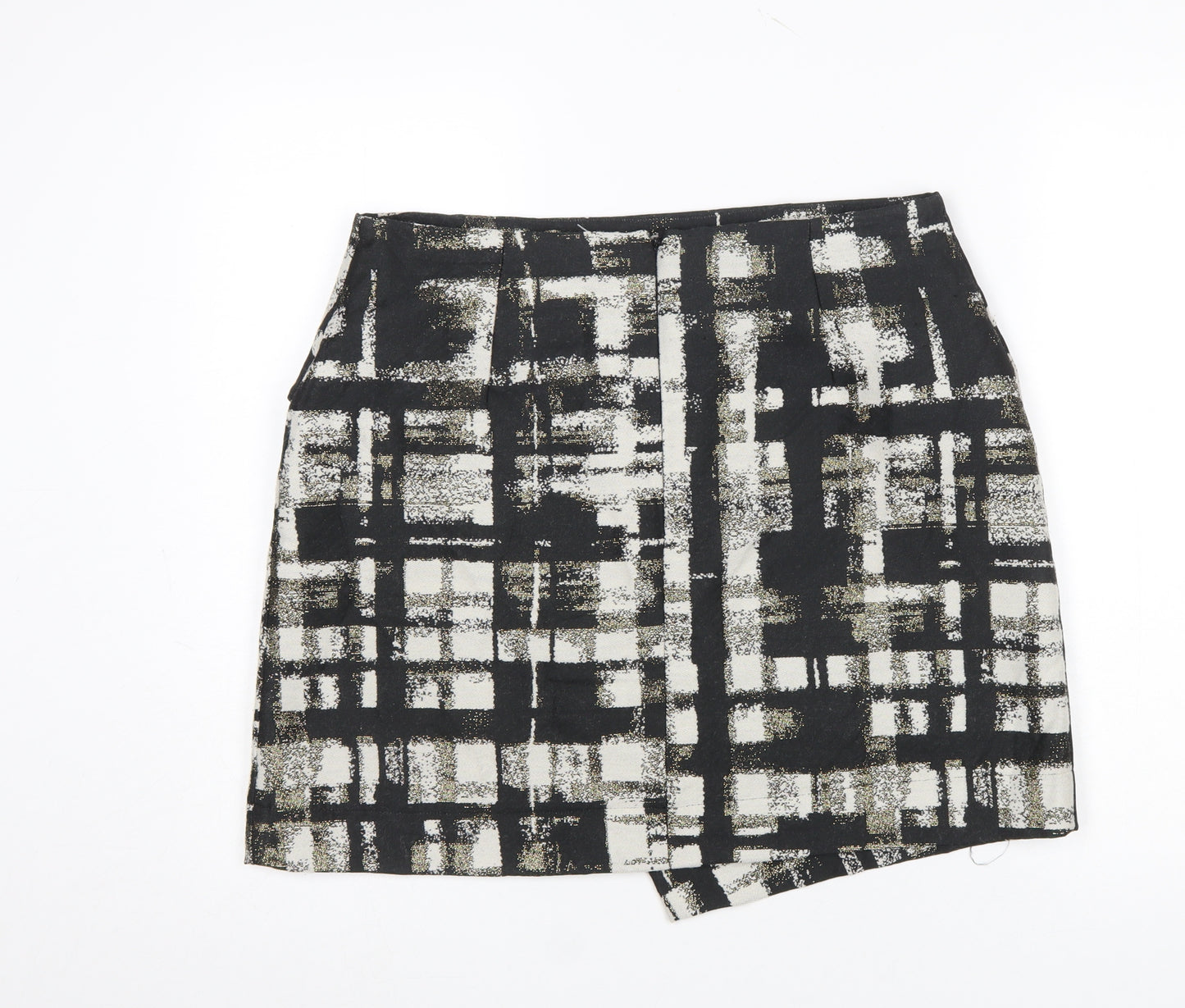 Oliver Bonas Women Black Check Wool Blend Pencil Skirt Size 14