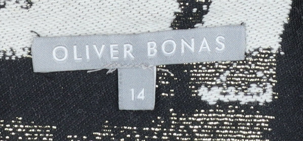 Oliver Bonas Women Black Check Wool Blend Pencil Skirt Size 14