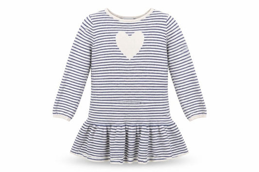 The Little White Company Girls Blue Striped Cotton Skater Dress 4-5 Years