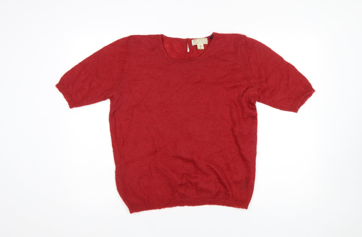 Austin Reed Women Red Mohair Blend Short Sleeve Jumper Size 12