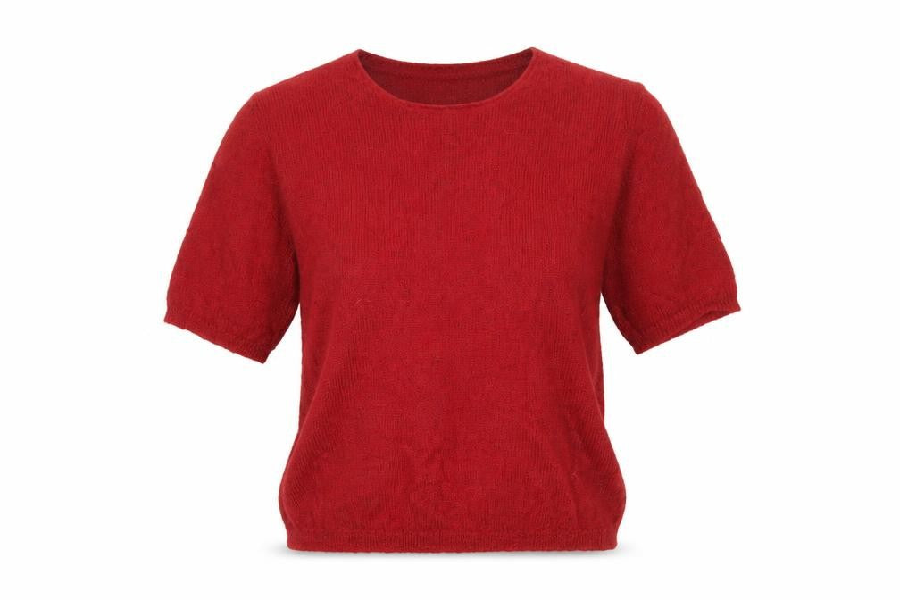 Austin Reed Women Red Mohair Blend Short Sleeve Jumper Size 12